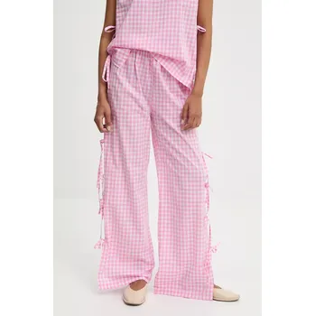 Dámské kalhoty Bavlněné kalhoty Answear.LAB dámské, růžová barva, high waist 2352.fos 30X, vel. S/M