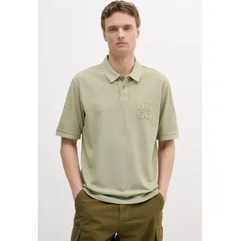 Pánské tričko Bavlněné polo tričko HUGO pánské, zelená barva, 50535286 91X, vel. M