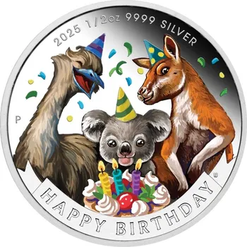 Stříbrná mince Happy Birthday 1/2oz Silver Proof Coloured...