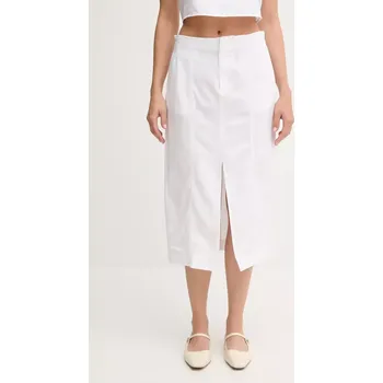 Dámská sukně Sukně s příměsí lnu Calvin Klein Jeans J20J225327 bílá 00X, vel. L