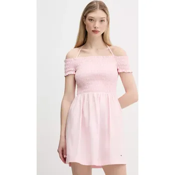 Dámské šaty Bavlněné šaty Tommy Jeans DW0DW20343 růžová 03X, vel. M