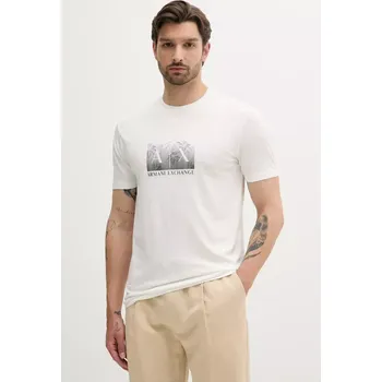 Bavlněné tričko Armani Exchange pánské, bílá barva, s potiskem, XM000555 AF10358 XM000555.AF10358 00X, vel. XL