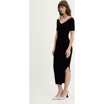 Dámské šaty Šaty HUGO černá barva, midi, přiléhavé, 50538239 99X, vel. L