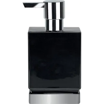 Dávkovač mýdla SPIRELLA Spirella dávkovač mýdla ROMA, černá keramika, stříbrný podstavec, 300 ml, 10.17973