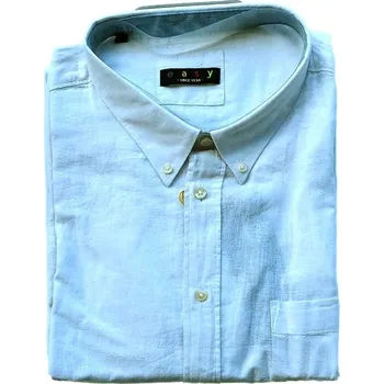 Pánská košile bílá lněná s krátkým rukávem 6XL - 8XL Maxfort ODE-MAX-1262001 - 6XL