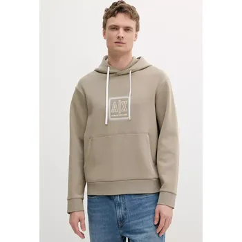 Pánská mikina Mikina Armani Exchange pánská, béžová barva, s kapucí, s potiskem, XM000482 AF10818 XM000482.AF10818 80X, vel. XXL