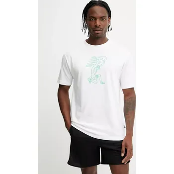 Pánské tričko Bavlněné tričko New Balance pánské, bílá barva, s potiskem, MT51978WT 00X, vel. L