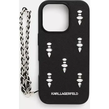 Pouzdro na mobilní telefon Obal na telefon Karl Lagerfeld iPhone 16 Pro černá barva, KLHCP16LPSADJSK 99X, vel. ONE SIZE