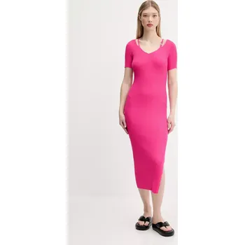 Dámské šaty Šaty HUGO růžová barva, midi, přiléhavé, 50538239 42X, vel. XS
