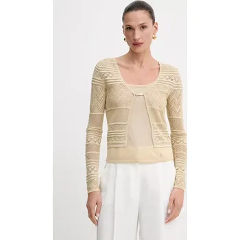 Dámský svetr Kardigan Guess NELLIE dámský, béžová barva, W5GR15 Z3E22 W5GR15.Z3E22 08X, vel. M