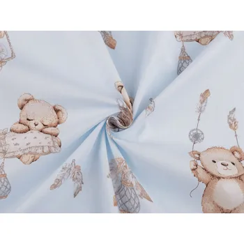 Bavlněná látka / plátno medvídek, barva 4 (989) modrá ledová