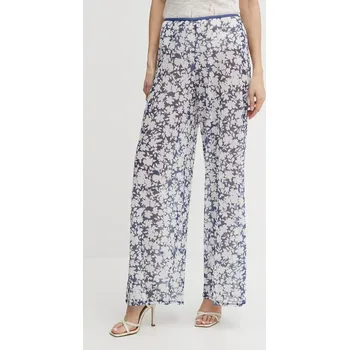 Dámské kalhoty Kalhoty MICHAEL Michael Kors dámské, tmavomodrá barva, high waist, MM55128 59X, vel. XS/S