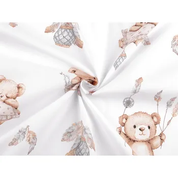 Bavlněná látka / plátno medvídek, barva 1 (986) bílá