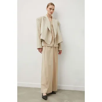 Dámské sako Plátěná bunda Remain béžová barva, oversize, hladká 5012142528 12X, vel. 38