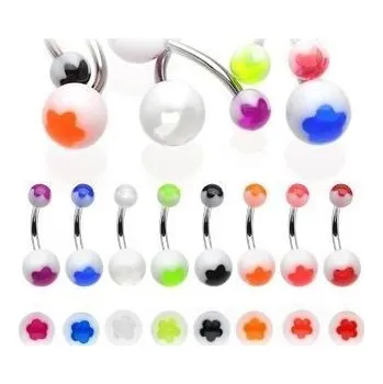 Piercing Piercing do pupíku - banánek (čirá/bílá)