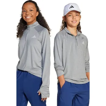 Dětské tričko s dlouhým rukávem adidas šedá barva, s potiskem, JJ5049 09X, vel. 176