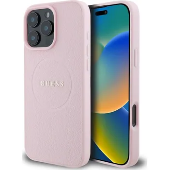 Náhradní kryt pro mobilní telefon Guess PU Grained Classic Logo MagSafe zadní kryt pro iPhone 16 Pro Pink