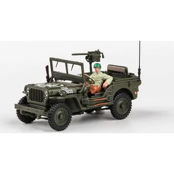 autíčko Jeep Willys - 1/4 Ton Military Vehicle With Gun US Version 2 1:43 - Cararama Jeep Willys CJ-5 1/4 ton US Army With Gun - kovový model auta