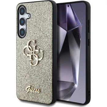 Náhradní kryt pro mobilní telefon Guess PU Fixed Glitter 4G Metal Logo zadní kryt pro Samsung Galaxy S25+ Gold