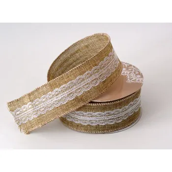 Stuha Stuha S KRAJKOU imitace juty 5 cm x 6,4 metrů