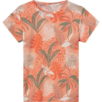 Dívčí tričko lupilu® Dívčí lněné triko (oranžová/listí, 98/104)