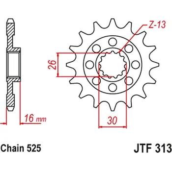 Řetězová sada pro motocykl JT řetězové kolo přední 344 16 HONDA VFR 750 R 88-92 (RC30) (34416JT) (řetěz 525) (JT řetězové kolo přední 344 16 HONDA VFR 750 R 88-92 (RC30) (34416JT) (řetěz 525))