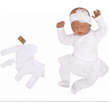 Kojenecká souprava Z&Z 3-dílná soupravička body, polodupačky a čelenka Bílá Vel. 62