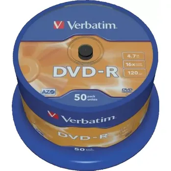 Optické médium Verbatim DVD-R MattSilver, 16x, 4,7GB, ( 50-Pack) spindle