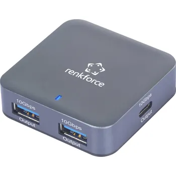 USB hub Renkforce RF-USBH-500 2 plus 2 port USB 3.1 hub (Gen 2) s hliníkovým krytem hliníkově šedá