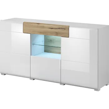 Vinotéka MOB Tamie Typ 26 (lesklá bílá + dub sanremo)