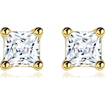 Náušnice Náušnice ze 14K zlata s čirými zirkony ve tvaru čtverce
