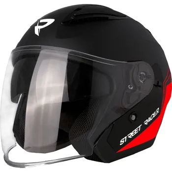 Helma na motorku Otevřená helma na motorku Street Racer Sonic matná černo-červená - II. jakost XL