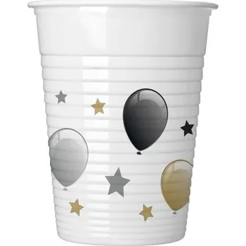 Koktejlová dekorace Procos - Sada 8 kelímků narozeninové balonky -