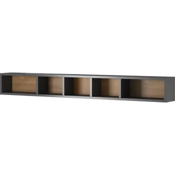 Obývací stěna MOB Tamie Typ 02 (tmavě šedá + dub)