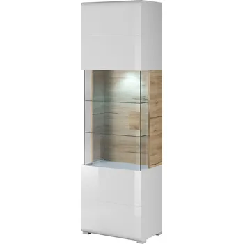 Obývací stěna MOB Tamie Typ 05 (lesklá bílá + dub sanremo) (L)