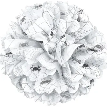 Unique - Dekorativní bílá bambule s pavouky - Basic Halloween -