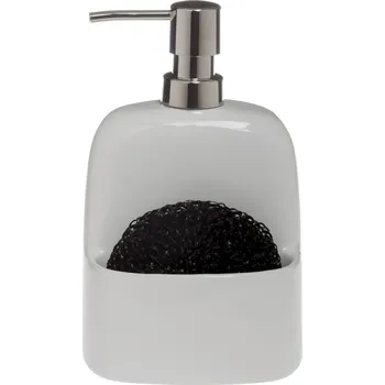 Dávkovač mýdla SPIRELLA Spirella dávkovač mýdla s držákem na houbičku BRIDGET, bílý, keramika, 600 ml, 40.07666