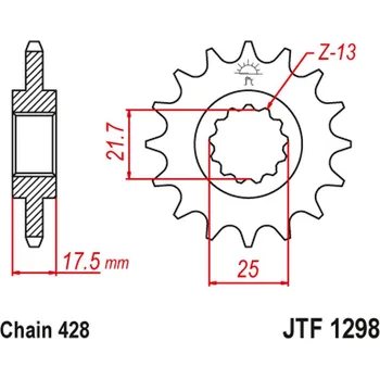 Řetězová sada pro motocykl JT řetězové kolo přední 2048 17 HONDA CBR 250 90-00 VT/VTR 250 89-90 (204817JT) (řetěz 428) (JT řetězové kolo přední 2048 17 HONDA CBR 250 90-00 VT/VTR 250 89-90 (204817JT) (řetěz 428))
