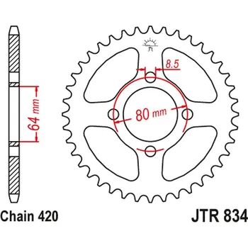 Řetězová sada pro motocykl JT rozeta 834 31 YAMAHA LB 50 CHAPPY -85, LB 80 77-78 (83431JT) (řetěz 420) (JT rozeta 834 31 YAMAHA LB 50 CHAPPY -85, LB 80 77-78 (83431JT) (řetěz 420))