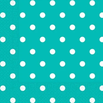 Koktejlová dekorace Procos - Sada 20 servítků tyrkysové tečky -