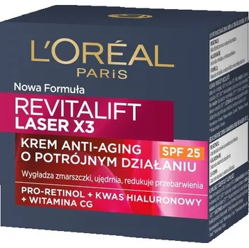 Pleťový krém L'Oreal Paris, Revitalift Laser X3 SPF25 denný krém proti starnutiu 50ml