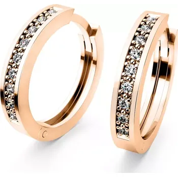 Náušnice Dámské náušnice růžové zlato 585/1000 přírodní diamant G/SI kruhy 10969-CV-DIA