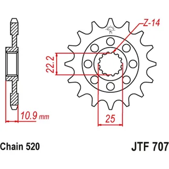 Řetězová sada pro motocykl JT řetězové kolo přední 2145 14 APRILIA 450/550 RXV-SXV 06-12 SWM300/500 (214514JT) (řetěz520) (JT řetězové kolo přední 2145 14 APRILIA 450/550 RXV-SXV 06-12 SWM300/500 (214514JT) (řetěz520))