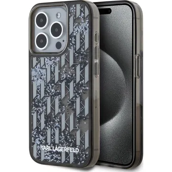 Náhradní kryt pro mobilní telefon Karl Lagerfeld Liquid Glitter Monogram Gradient zadní kryt pro iPhone 15 Pro Max Black