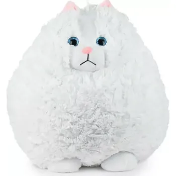 plyšák Kočkokoule - bílá - plyšové zvířátko (Kulaté kočky - 42 cm)