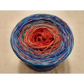 Příze Rak 3-nitka 1000m s hedvábnou nitkou (Duhové klubko s hedvábím Rak )