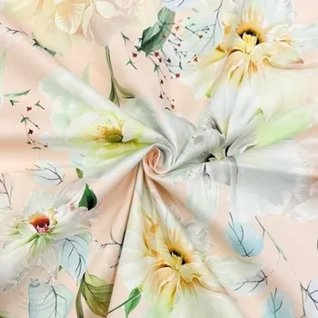 Bavlněná látka SATIN Oahu pink digital print