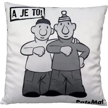 Polštář Polštářek - Pat a Mat "A je to!" černobílý od firmy MÚ Brno (30 x 30 cm)
