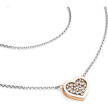 Náhrdelník Dámský náhrdelník zlato mix 585/1000 přírodní diamant 0.096 ct G/SI růžového se srdíčkem 10881-NH01-BCV délka 45 cm