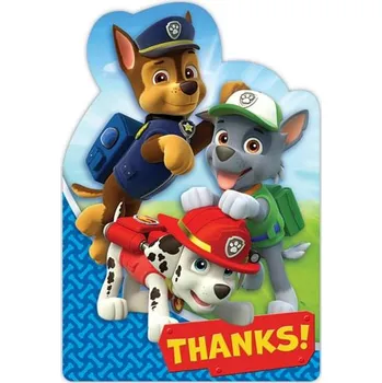 Pozvánka AMSCAN - Sada 8 děkovných kartiček Tlapková patrola -